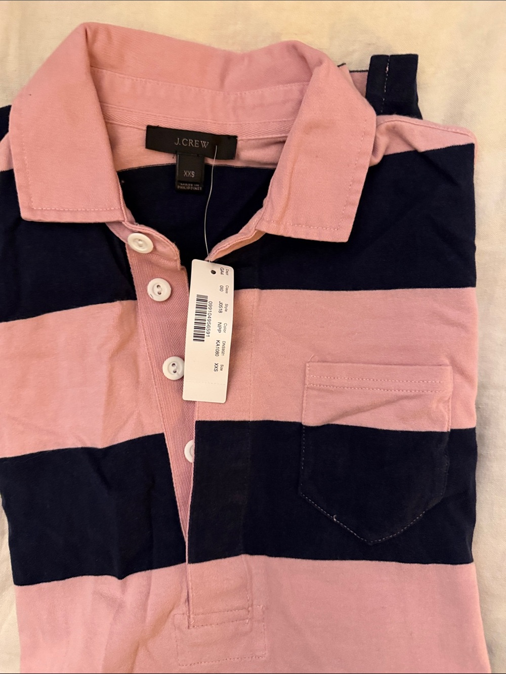 J. Crew NWT Rugby Dress Pink and Navy Wide Stripe size XXS